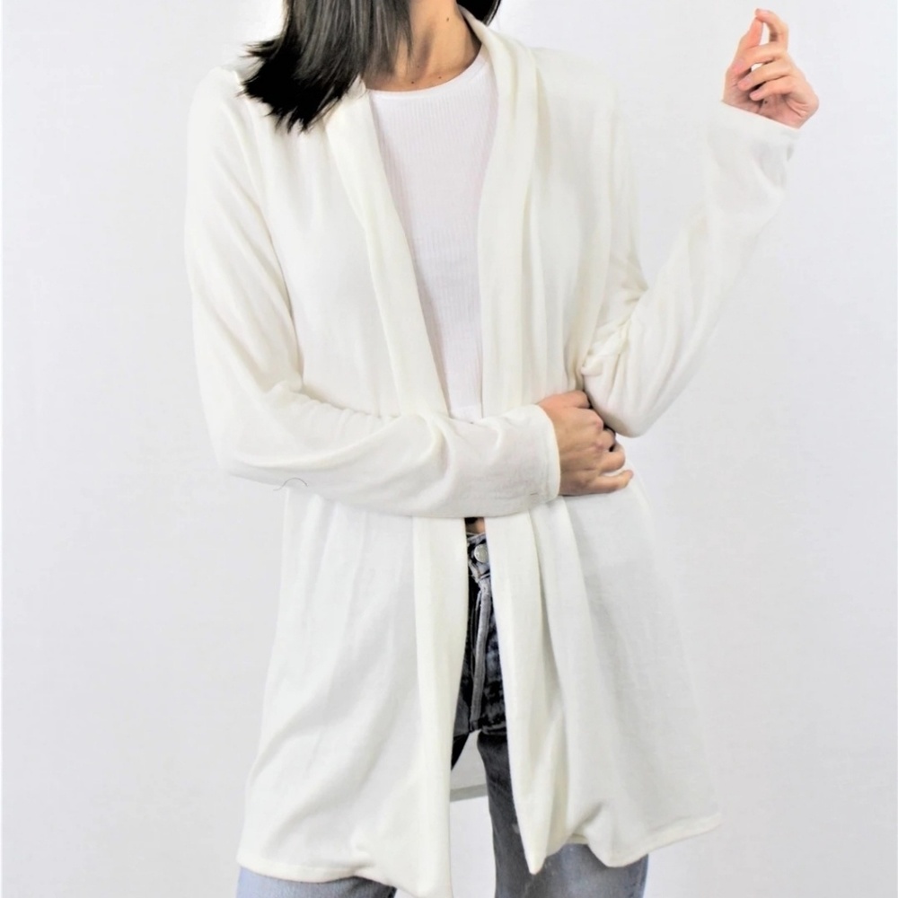 Solid White Front open Cardigan